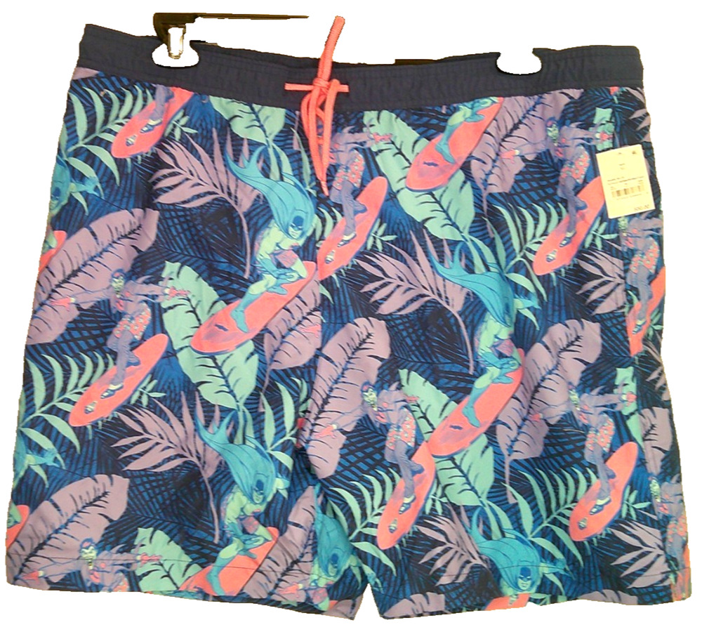 NEW Men’s XL Batman Joker Swim Trunks 7" Quick-Dry - Dark Blue Hawaiian